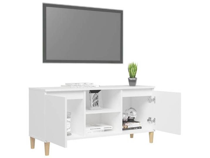 Armoire Basse Pour TV - SALON Meuble TV avec pieds Meuble TV avec pieds en - bois massif Blanc 103 5x35x50cm @8180522 5652nzw75w