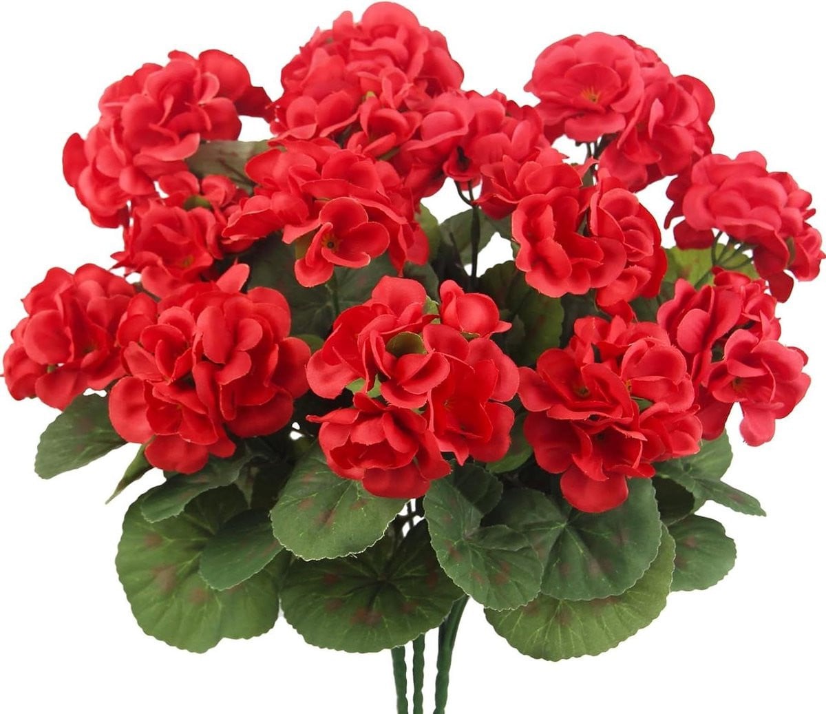 Set van 3 rode kunst geraniums voor tuin decoratie, UV-bestendig