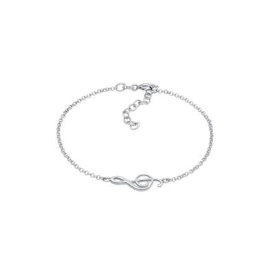 Armkette ELLI "Armband Armkettchen Notenschlüssel Musik Note 925 Silber" Gr. 160, silber, Armbänder, Damen, Silber 925 (Sterlingsilber), Armkette