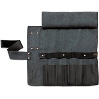 Leder-Rolltasche leer, für 5 Messer, Besteck schwarz