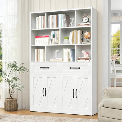 Kodotan sofa "71"" H Metal Bookcase with 2 Doors & 2 Drawers, Tall Storage Cabinet with Fixed Open Shelves for Home Office, Living Room"