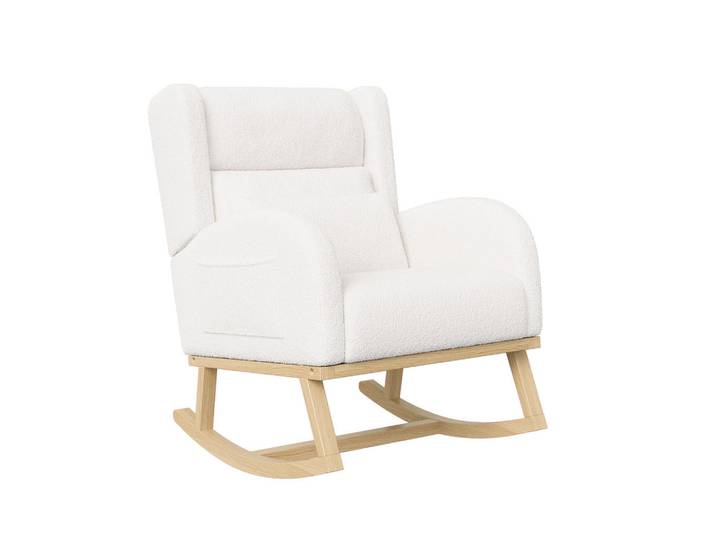 Shopentra Schaukelstuhl weiß teddy lendenstütze, Weiß, 92x89x65 cm, Wohnzimmer, Sessel, Schaukelstühle