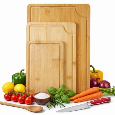 IvoQ Bambus Schneidebrett-Set - 3-teilig - Nachhaltig & Umweltfreundlich - Perfekt für jede Küche