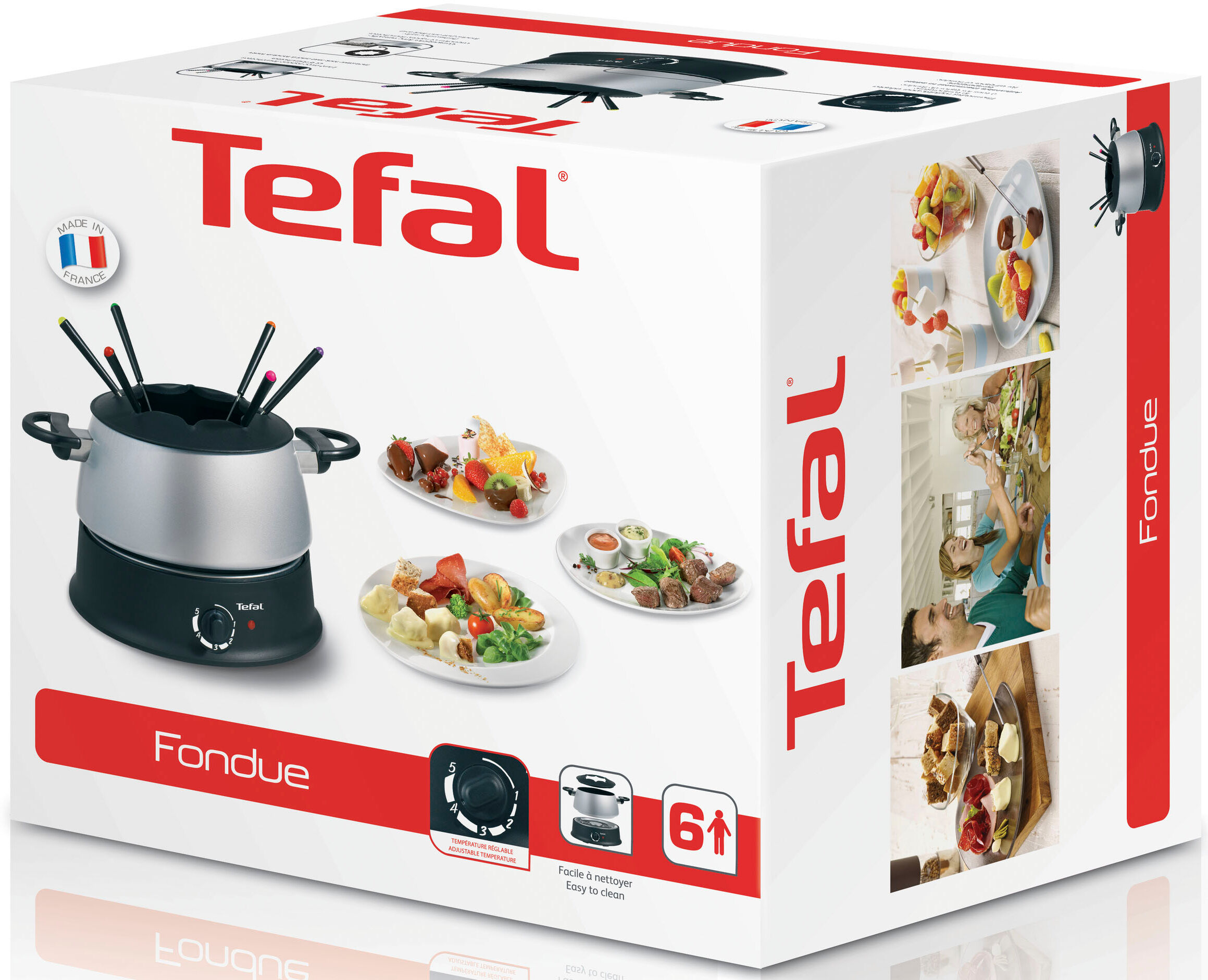 Tefal Elektro-Fondue "EF3000.10", silber (edelstahlfarben), Fondues, 6 wärmeisolierte Fondue-Gabeln, Elektro-Fondue