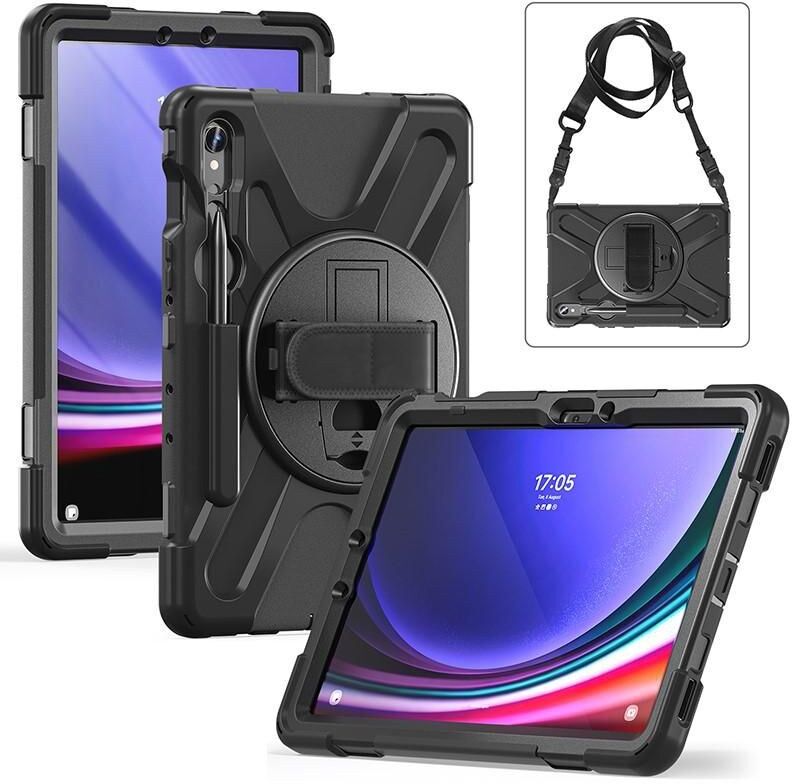 eSTUFF ES681857-BULK AUSTIN Defender Case for Samsung Galaxy Tab S10 Lite/S10 FE/S9/S8/S7 Black