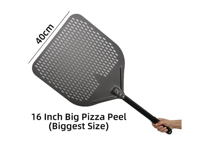 15 16 Grande pelle à pizza perforée, pelle à manche en métal pour retourner les pizzas au four, ustensiles de cuisine, accessoires de cuisson antiadhésifs