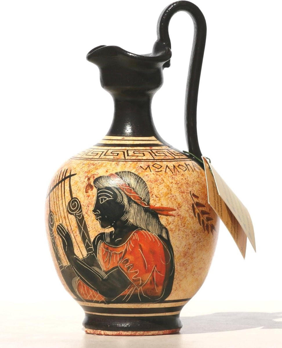 Keramische vaas met Griekse God Apollo motief, Hoogte: 17 cm