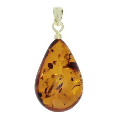 Kettenanhänger OSTSEE-SCHMUCK "- Tropfen ca. 26 mm lang - Gold 585/000 - Bernstein -" Gr. 36, gold (gold 585, goldfarben, gelb), Schmuckanhänger, Damen, Bernstein, Kettenanhänger