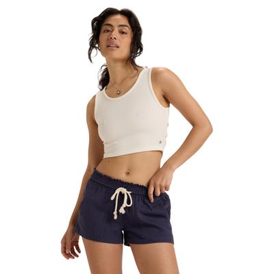 Shorts ROXY "Oceanside", Damen, Gr. S, Normalgrößen, blau, Obermaterial: 55% Leinen, 45% Viskose., Hosen Shorts