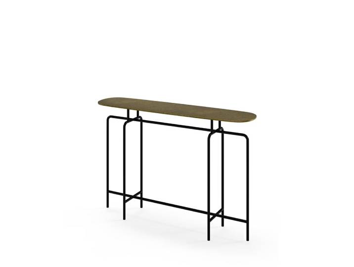 Console en métal doré et noir de style ethnique