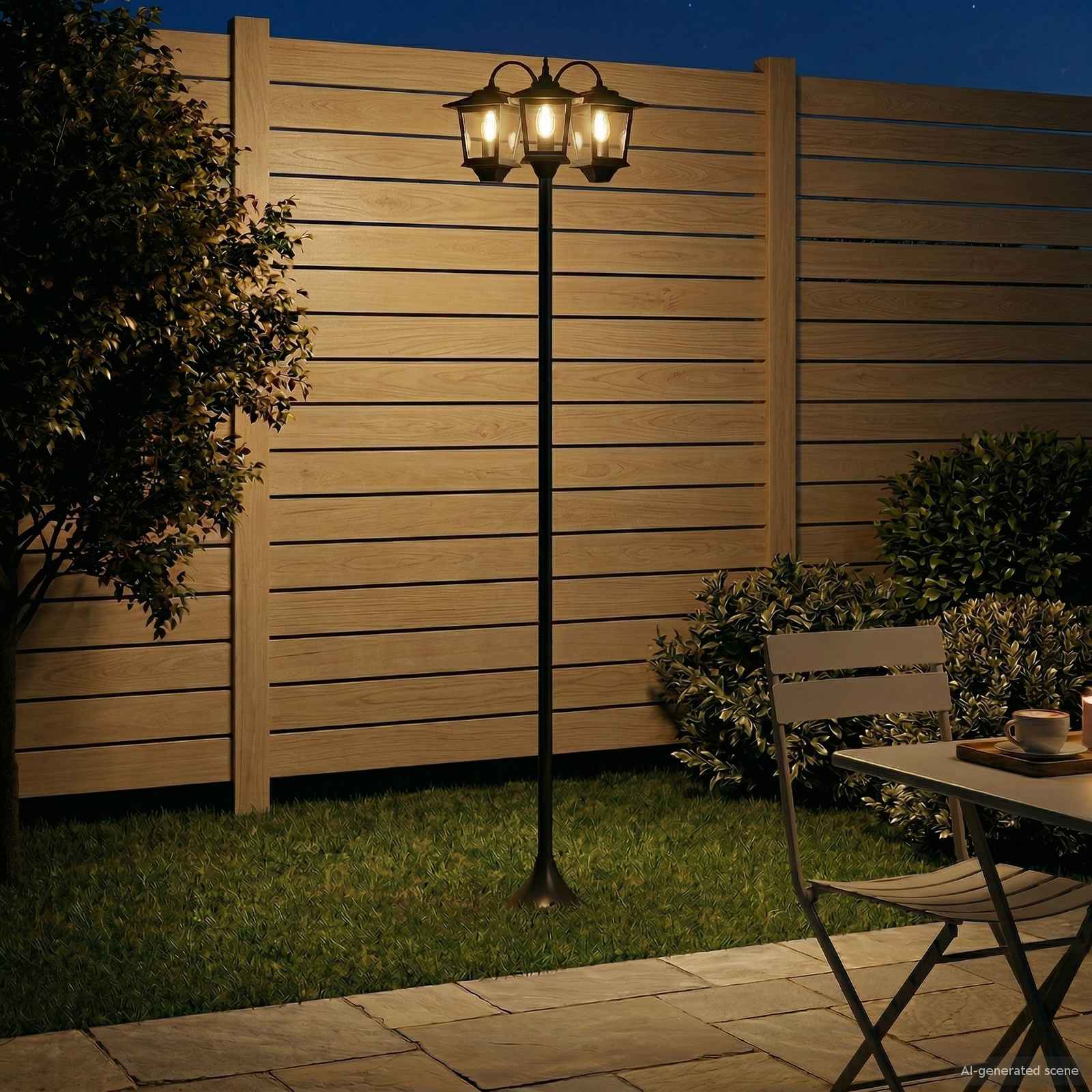 vidaXL Lampadaire à 3 têtes Noir 16 x 16 x 187 cm Aluminium et ABS