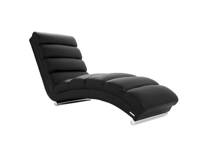 Chaise longue / fauteuil design noir et acier chromé TAYLOR
