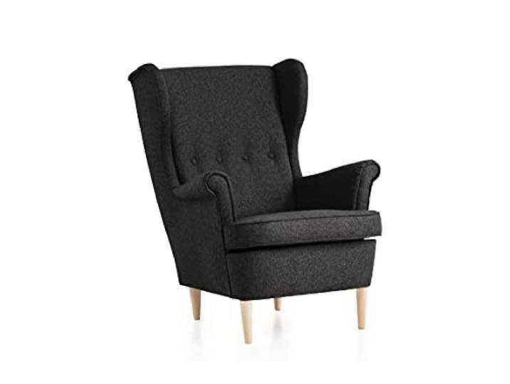 Traumnacht Edgar Ohrensessel Relaxsessel mit Holzfüßen Anthrazit bequemer Polstersessel Landhausstil modernes Design deutscher Qualitätsstandard