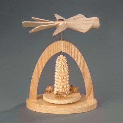 Weihnachtspyramide ALBIN PREISSLER "Wärmespiel mit Frischlingen, Handwerkskunst aus dem Erzgebirge", beige (natur), B:11cm H:13cm T:7cm, Massivholz, Weihnachtspyramiden, Weihnachtspyramide, Weihnachtsdeko aus Holz