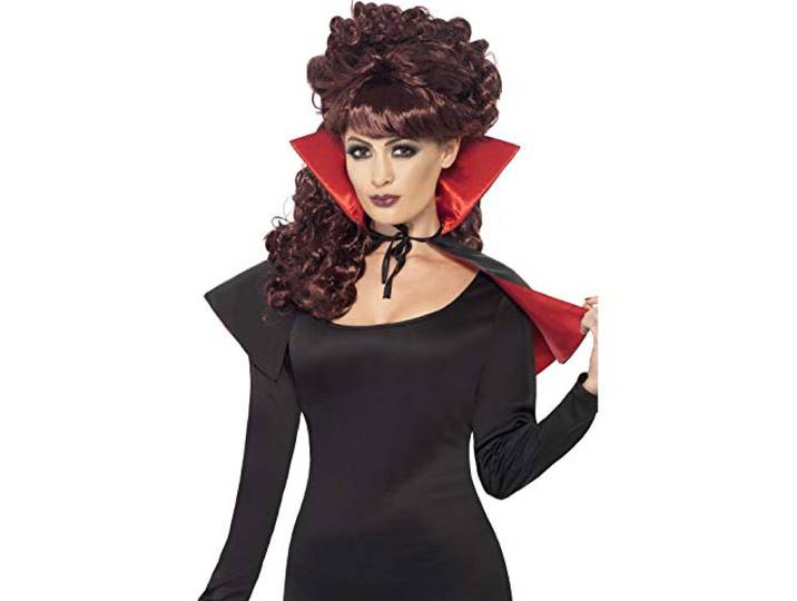 Mini Vamp Cape Black & Red With High Collar