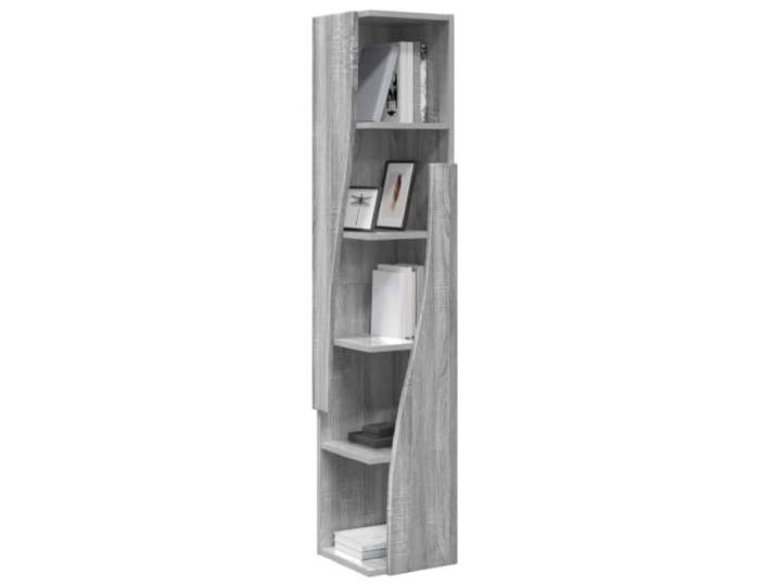 KTHLBRH Eckschrank Sonoma grau 27,5 x 27 x 140 cm Holz mehrschichtig 5 Einlegeböden, platzsparend, matt, einfache Montage, modernes Wohnzimmer