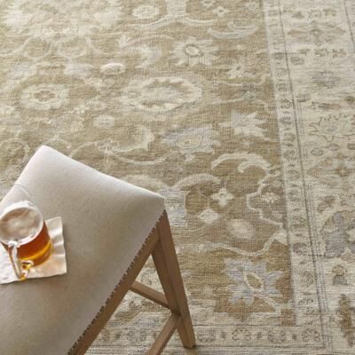 EXQUISITE RUGS Antique Weave Oushak Hand-knotted New Zealand Wool Grey/Brown Area Rug.