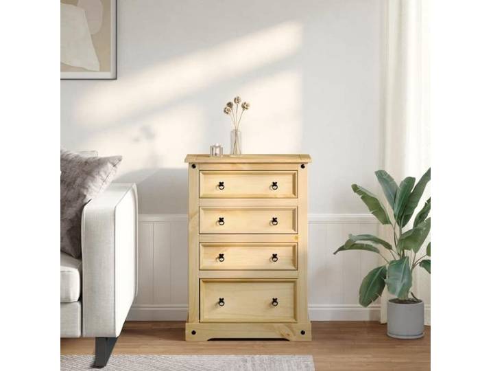 BEL-ACHAT* Buffet/Commode - Bahut Meuble Enfilade - Fonction d'affichage Corona 80x43x114 cm - Bois massif de pin Prom11326984