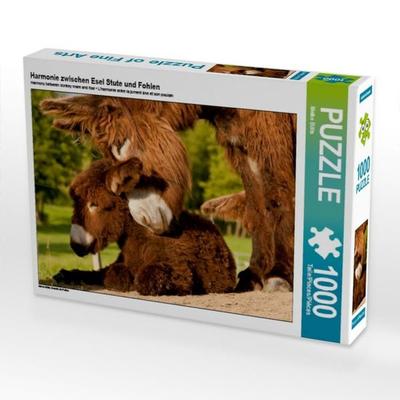 CALVENDO Puzzle Harmonie zwischen Esel Stute und Fohlen | 1000 Teile Lege-Größe 64 × 48 cm Foto-Puzzle für glückliche Stunden