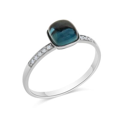 Fingerring DIAMONDS BY ELLEN K. "585 Gold Blautopas Diamant 0,054ct." Gr. 18, weiß, Fingerringe, Damen, 056 (17,8), 0,05 P2 = erkennbare Einschlüsse, Gold, Fingerring