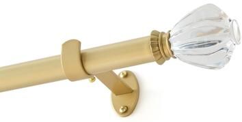 "Lenox Milano 1"" Single Curtain Rod with Crystal Teardrop Finial Design"