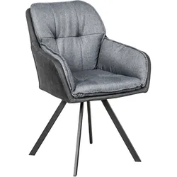 riess-ambiente Stuhl MR. LOUNGER - drehbar anthrazit grau Armlehne Retro Microfaser Rundum Bezug