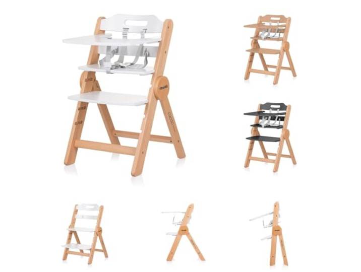 Chipolino Kinderhochstuhl Cacao Holz, Treppenstuhl, Beinstütze, klappbar, Gurt, Farbe:weiß