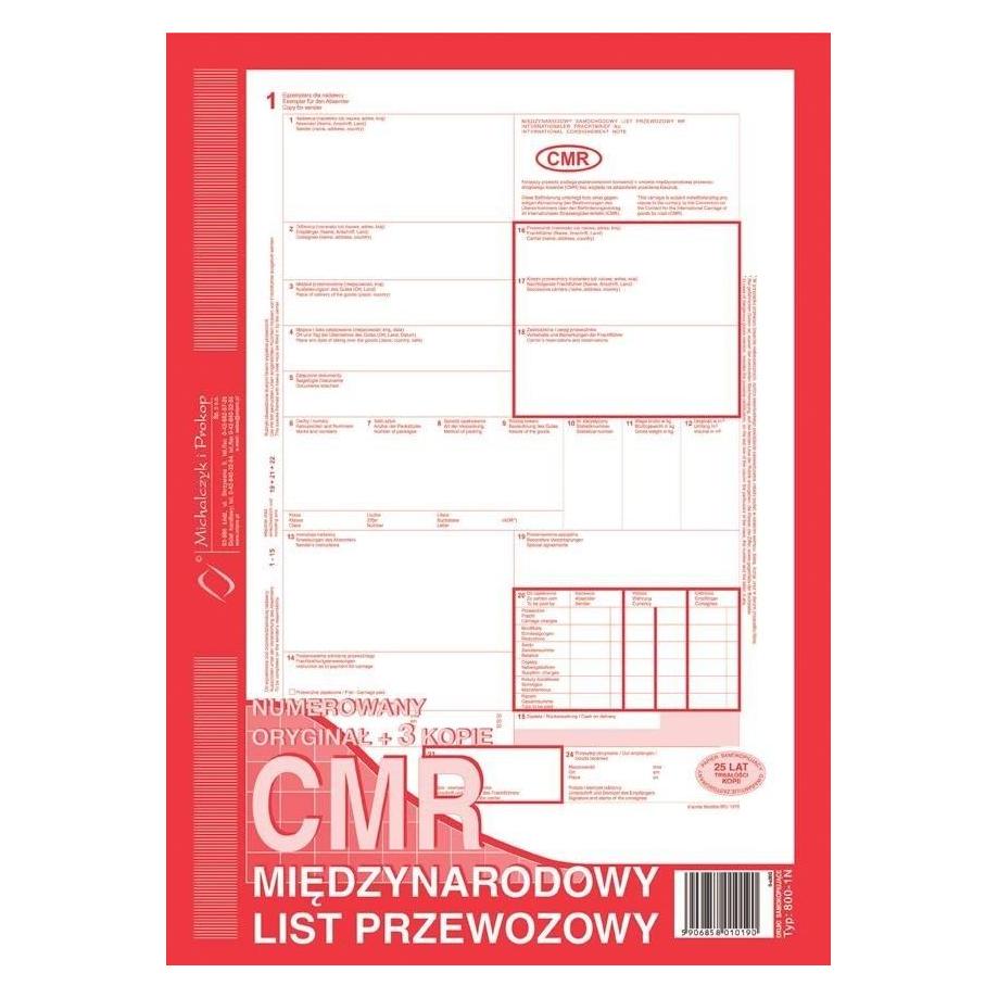 Michalczyk Prokop Michalczyk & Prokop CMR Internationaler Frachtbrief (800-1N) (80x) (PRMI0550)