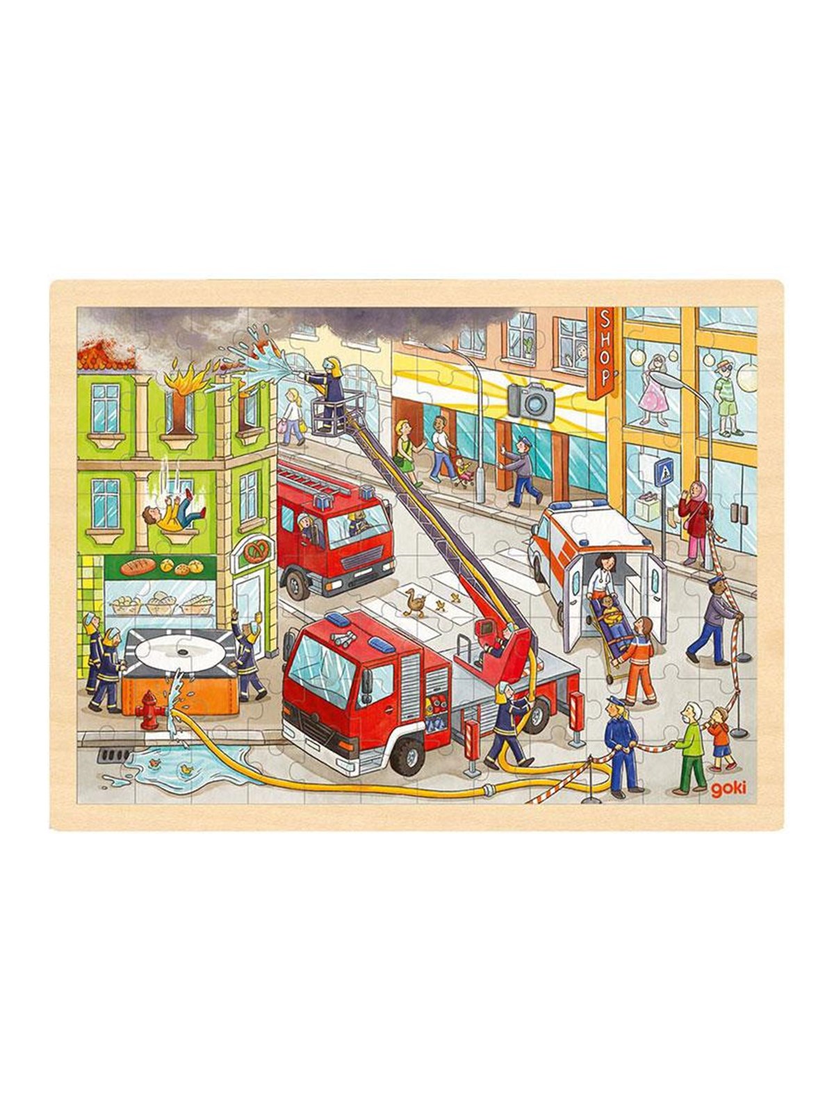 Goki Wooden Jigsaw Puzzle Fire Fighting 96pcs. Holz