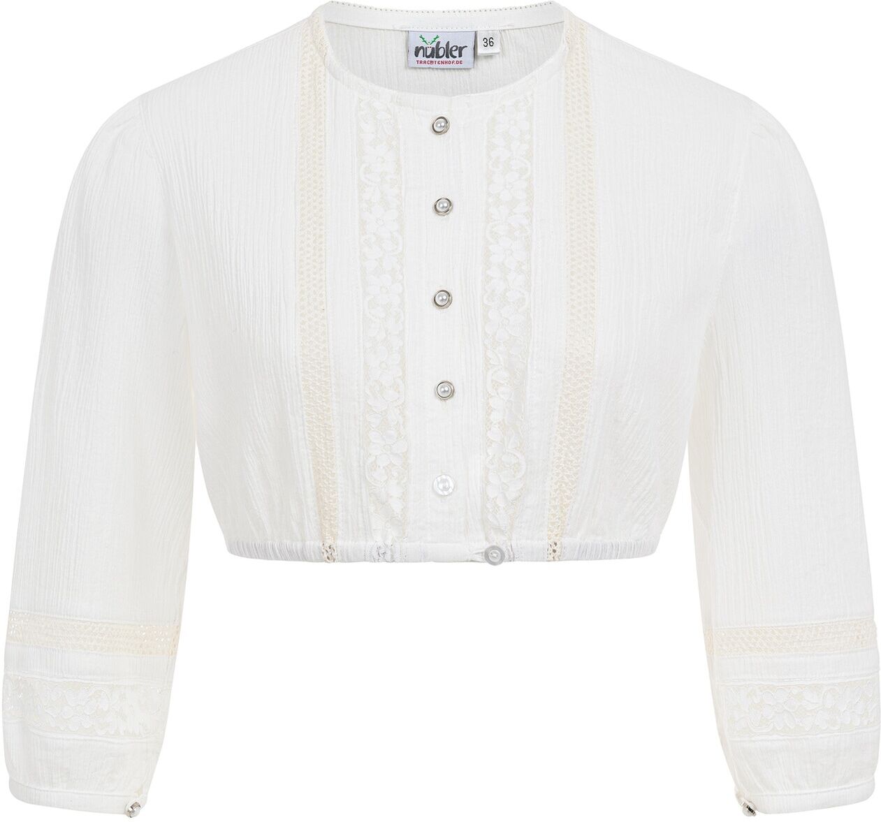 Dirndlbluse NÜBLER "Dirndlbluse Claudia", Damen, Gr. 36, weiß, Obermaterial: 100% Baumwolle CO., Blusen Dirndlbluse