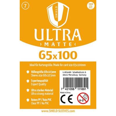 Shield Sleeves 1027378 - Shield Ultra Matte 7, 100 Super Sleeves für Kartengröße 65 x 100 mm, Spielkarten-Schutzhüllen