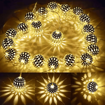 Inspire Picks Moroccan Globe Solar String Lights Colorful Outdoor Fairy Lights For Garden & Patio warm Colour