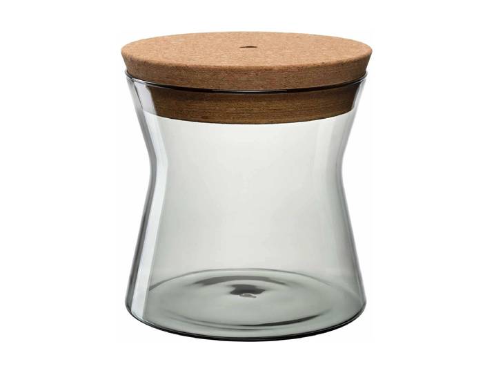 Vorratsdose LEONARDO Forma X 1,9 l , grau, Borosilikatglas, Kork, Lebensmittelaufbewahrungsbehälter, Vorratsdose