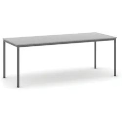 Esstisch BASIC, 200x80 cm, dunkelgraues Metallgestell, grau