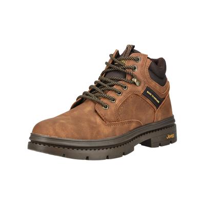 Schnürstiefelette JEEP "Jeep Stiefelette Lederimitat/Textil", Herren, Gr. 41, braun (cognac), Lederimitat, Textil, Schuhe Schnürstiefelette