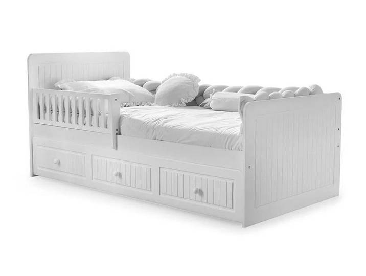 Xlmoebel Kinderbett XLMOEBEL Bett mit Stauraum und Seitenrückenschutz aus Holz (Kinderbett, 1-tlg., Kinderbett mit Stauraum), Made in Europa