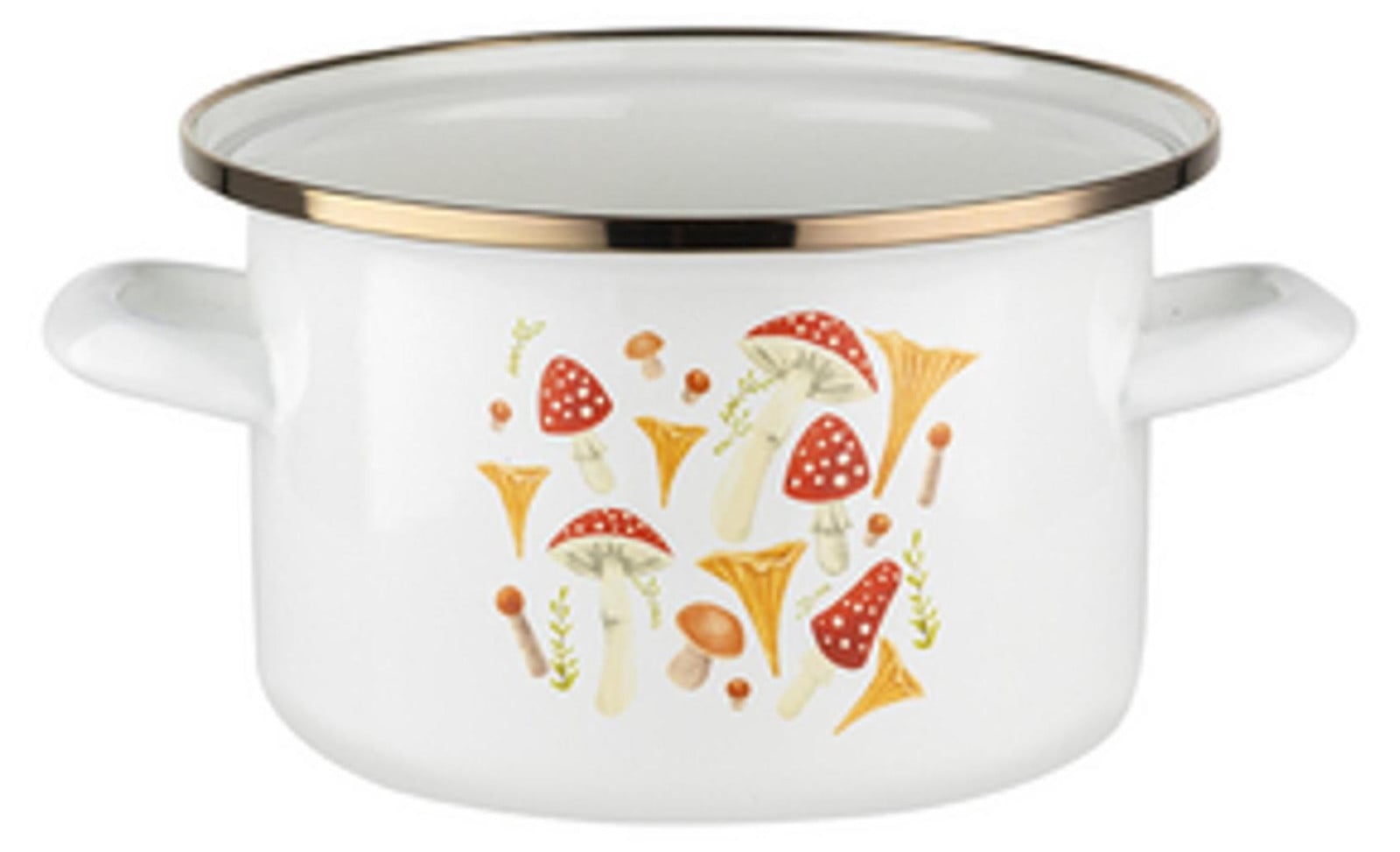 Selgros Geëmailleerde pan met paddenstoelenmotief, 18 cm, 2,65 liter