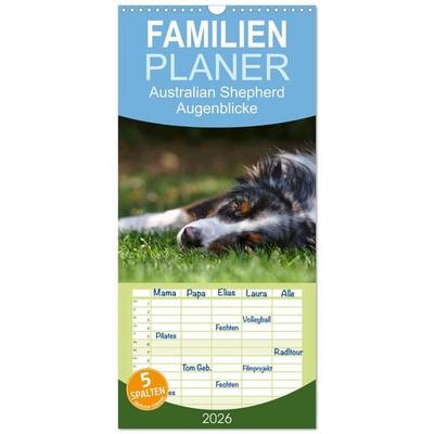 Familienplaner 2026 - Australian Shepherd - Augenblicke mit 5 Spalten (Wandkalender, 21 x 45 cm) CALVENDO