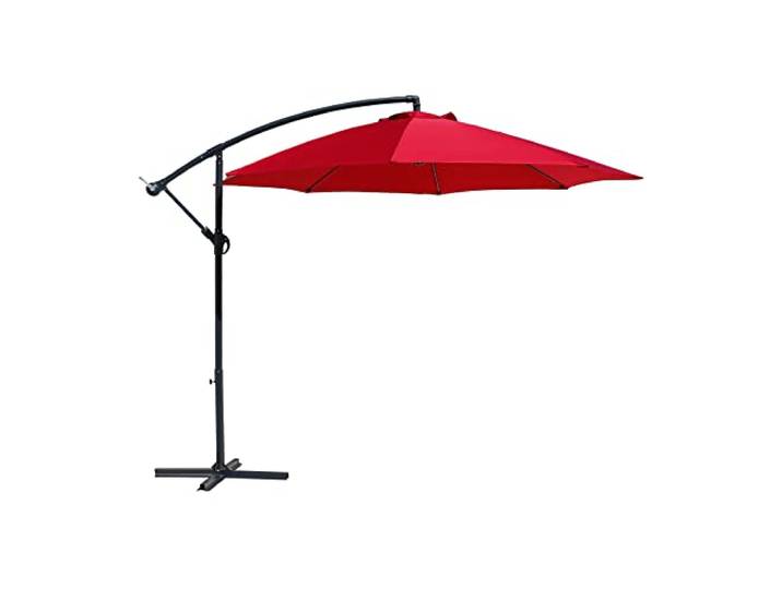 Rebecca Mobili Dezentrales Sonnensegel, Gartenschirm 3x3, Rot, Polyester Stahl Aluminium, Für Hotel Haus Restaurant - Abmessungen HxLxB: 2,45 x 3 x 3 mt - Art. RE6687