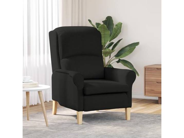 HEFZGDB Moderner Sessel Schwarz Polyesterstoff Holzbeine Ergonomischer Komfortsessel für Wohnzimmer Lounge Leseecke