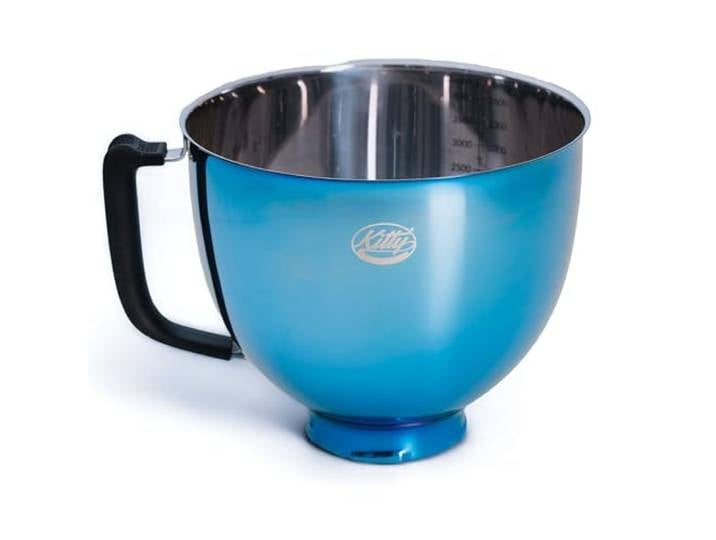 Kitty Professional Edelstahl Rührschüssel Super Bowl kompatibel mit Kitchen Aid 4,3 und 4,8 Liter mit Messskalen, spülmaschinenfest (Blue Sky)