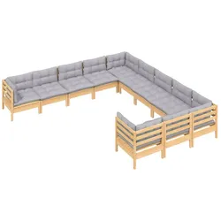 Helloshop26 - Gartenmöbelset 11-teilig mit Kissen graues Kiefernholz 02_0015329