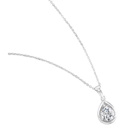 Zeeme Basic Halskette Silber 925 rhodiniert 45cm lang Tropfen-Anhänger mit weißem Zirkonia
