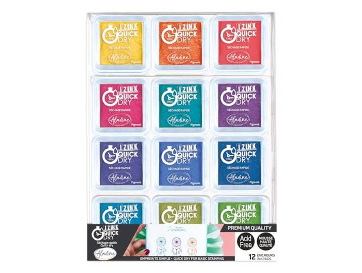 Aladine Set van 12 stiften Quick Dry zuur M, meerkleurig, universeel.