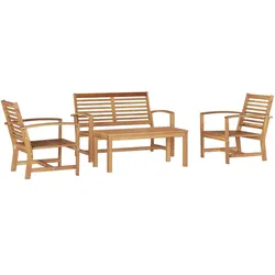 vidaXL Garten-Sofa-Set Natur Teak-Massivholz