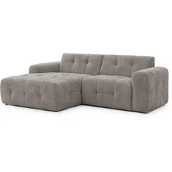 ECKSOFA Kozy im Bumpy-Design mit fester Rückenlehne aus weichem Taupe Chenille-Stoff - Ottomane links