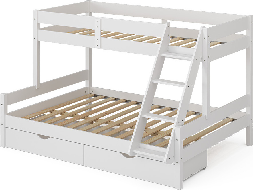 Etagenbett Vitalispa Everest Weiß 140x200 / 90x200 cm mit Schubladen, Model 39556
