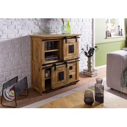 Highboard Mango 90x45x100 natur lackiert RAILWAY #1005
