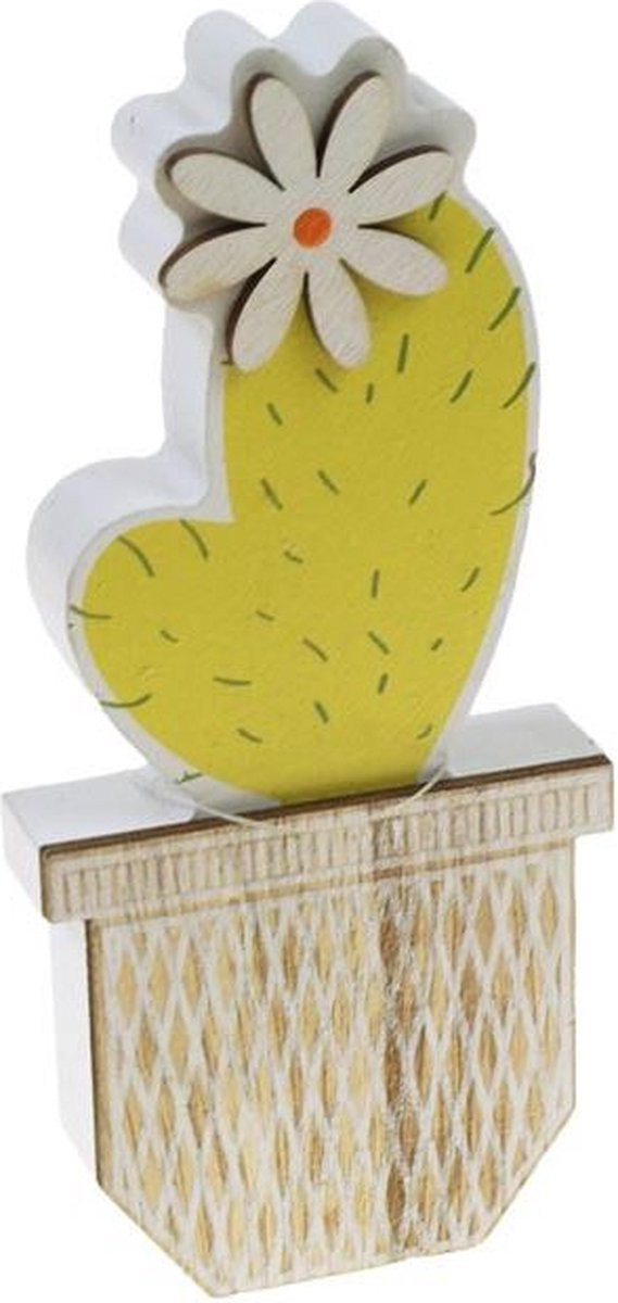 Merkloze houten decoratie cactus in potje
