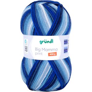 Gründl Häkelgarn 2612-59 Big Mamma print, royalblau/jeans/weiß, 400 g / 1040 m, Nadelstärke 3.5-4.5, 100% Polyacryl